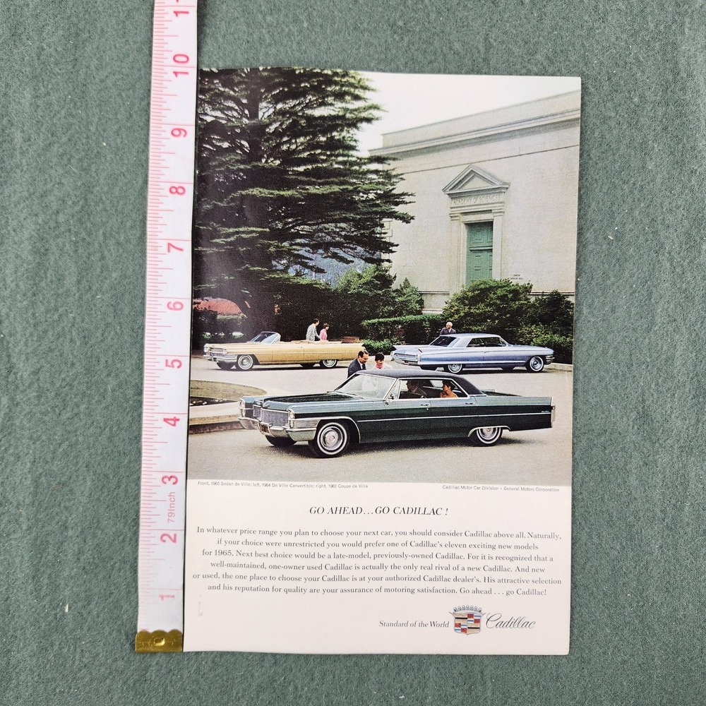 1966 Black Cadillac Sedan CoupeDeVille Convertible Cars Vintage Magazine Ad 10x7